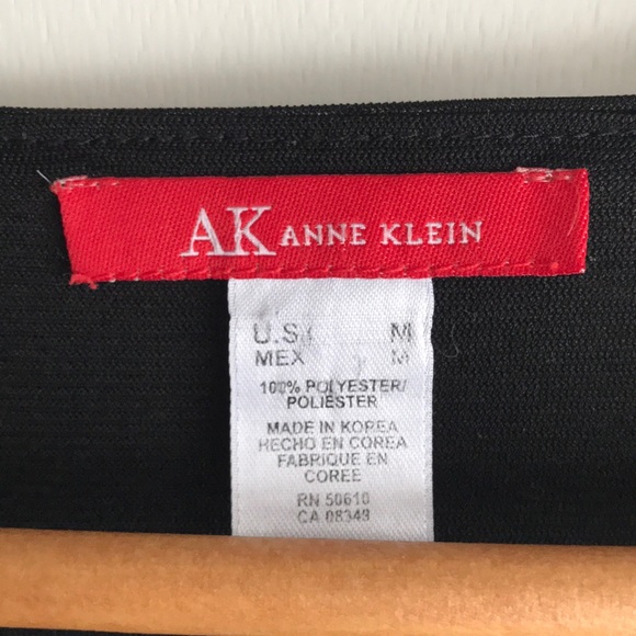 Anne Klein Black Faux Wrap Blouse Flower Appliqué - Picture 5 of 8